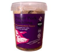 Proper Pork Crackling - Worcestershire Sauce Flavour - Keto-friendly, Allergen-Free, Low Carb & High Protein, Handmade in Britain (100g Pot)
