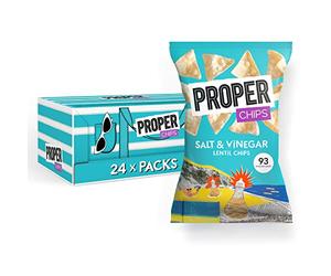 Proper PROPERCHIPS Lentil Crisps Vegan Gluten Free Snack Packs 24 x 20g, Salt and Vinegar, 480 gram