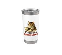 Proper Tea Requires Silence Funny Cat Stainless Steel Insulated Tumbler
