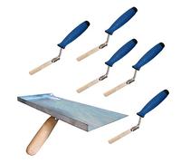 Proper Tools Jointing Set with Finger Trowels and Mortal Handle - 6PCS - Wooden Handle - for Pointing, Bricklaying, Jointing, DIY
