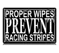 Proper Wipes Prevent Racing Stripes Metal Tin Signs Funny Vintage Tin Sign Wall Art Decor Iron Poster for Home Farmhouse Bar Cafe Pub Garage Man Cave Bathroom Gifts 12 x 8 Inch