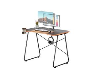 Properav Computer Study Desk Black for Home Office PC Monitor Laptop Gaming with Headphone Hook & Cup Holder