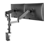 ProperAV 17" - 32" Gas Spring Dual Swing Arm Extra Height Desk Clamp PC Monitor Mount (VESA Max. 100x100)