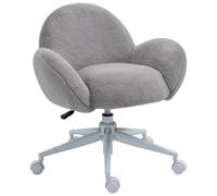 ProperAV Extra Fluffy Leisure Adjustable Swivel Mid-Back Office Chair with Wheels (Grey)