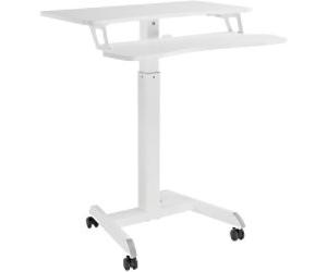 ProperAV Height Adjustable Mobile Desk Rectangular 800 (W) x 400 (D) x 1,200 (H) mm Melamine, Particle Board, Plastic, Steel,