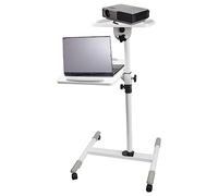 Properav Mobile Desk Workstation & Projector Trolley - White | Moveable On Caster Wheels | Adjustable Height 850-1100mm | 10kg Capacity | For Laptop, Projector, Consoles & More