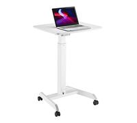 Properav Mobile Sit-Stand Tilting Desk Workstation 600x520mm Gas Spring Height Adjust 758-1128mm with Pedal for Windows & Mac Laptops inc Dell, BenQ, HP, Samsung, MacBook, Lenovo - White
