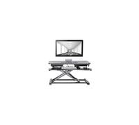 ProperAV Mobile Two Tier Stand Up Desk Workstation 110-505mm Height Adjust with Keyboard Tray for Windows & Mac Monitors & Laptops such as Dell, BenQ,