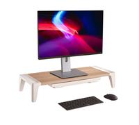 ProperAV Monitor Riser Stand with Height Adjustable with Drawer - Wood Effect