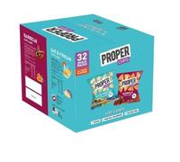 PROPERCHIPS - 32 Pack Salt & Vineger, Barbeque Lentil Chips Multipack Vegan Gluten Free 16 x Salt Vineger, 16 x Barbeque Party Snack, School Birthday, Office Snacks