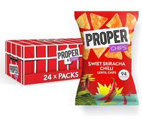 Properchips Crunchy Lentil Crisps, Vegan, Gluten Free Crisps, Tasty Healthier Snacks (48 Bags x 20g, Sriracha Chilli)