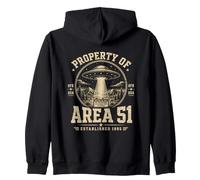 Property Of Area 51 UFO Conspiracy Classic Distressed Funny Zip Hoodie