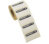 Property of Labels 50mm x 25mm Roll of 500 - Asset Identification Stickers, Gloss Paper, Permanent Adhesive, Writable Ownership Labels