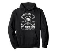 Property of St. Andrews Scotland Golf 1552 Aged White Print Pullover Hoodie