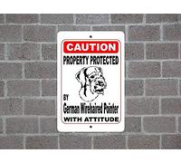 Property Protected by German Wirehaired Pointer Guard Dog Warning Yard Fence Breed Metal Aluminum Sign Tin sign 8x12 inches