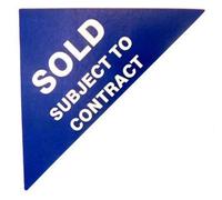 Property Sales Labels, Text: Sold Subject to Contract, Blue, Large Triangle, Estate & Letting Agent Self-Adhesive Stickers