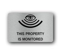 Property Surveillance Warning Sign - 14.0x9.0cm Brushed Aluminium