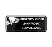 Property Under 24Hr Video Surveillance Sign 10X3 Inch Acrylic Plastic Sign With Symbols, Self-Adhesive, For Restaurant, Salons, Hotel, Motel, Rest Stops, Public Restrooms