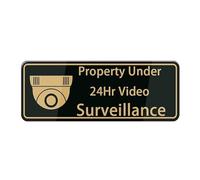 Property Under 24Hr Video Surveillance Sign For House, 10X3 Inch Acrylic Plaque With Strong Adhesives For Front Door/Wall/Window Home & Office Business Outdoor