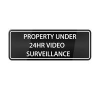 Property Under 24Hr Video Surveillance Sign For House Door, Plastic Self-Adhesive Signs For Business Home, 3 X 10 Inches Acrylic For Office Gate Window