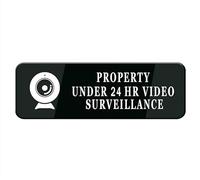 Property Under 24Hr Video Surveillance Sign For House (With Strong Adhesive Tape), 10" X 3" Premium Durable For Home & Office,Acrylic Signs For Front Door, Clear And Easy To Read
