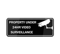 Property Under 24Hr Video Surveillance Sign Stickers, 10X3 Inch Acrylic Plaque With Strong Adhesives For Door Office Business Outdoor, White Letters On Black Background
