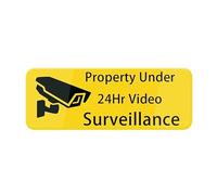 Property Under 24Hr Video Surveillance Wall/Door Sign 10X3 Inch, Acrylic Plaque With Strong Adhesives For Door Office Business Outdoor, Black Letters On Yellow Background