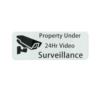 Property Under 24Hr Video Surveillance Wall/Door Sign 10X3 Inch, Acrylic Plaque With Strong Adhesives For Door Office Business Outdoor, Black Letters On White Background