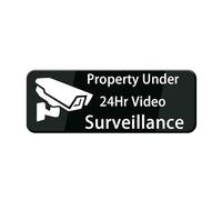Property Under 24Hr Video Surveillance Wall/Door Sign 10X3 Inch, Acrylic Plaque With Strong Adhesives For Door Office Business Outdoor, White Letters On Black Background
