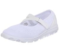 Propét Women's TravelActiv Mary Jane Flat, White, 4 UK