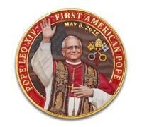 Prophetic Symbolic Keepsake Token - First American Pope Leo XIV Commemorative Medallion with Matthew 16:18 Verse - Inspirational Catholic Faith Gift