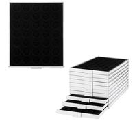 Prophila coin box gray 35 round compartments for 10/20-Euro-coins or coins up to 32,5 mm, black insert