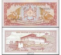 Prophila Collection Banknote bhutan Pick-number: 14a uncirculated 1985 5 Ngultrum (money for collectors - no means of payment)