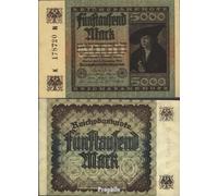 Prophila Collection Banknote German Empire RosbgNr: 80a, watermark Hakensterne uncirculated 1922 5000 Mark (money for collectors - no means of payment)