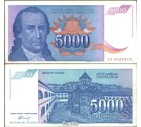 Prophila Collection Banknote Yugoslavia Pick-number: 141a uncirculated 1994 5.000 Dinara (money for collectors - no means of payment)