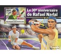Prophila Collection Central African Republic miniature sheet 1490 (complete. issue) unmounted mint/never hinged ** MNH 2016 Rafael Nadal (Stamps for collectors) Tennis/Tabletennis