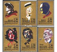 Prophila Collection France 2783-2788 (complete.issue.) unmounted mint/never hinged ** MNH 1990 Chanson Singer (Stamps for collectors) music/dance