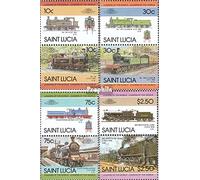Prophila Collection St. Lucia 775-782 Couples (complete.issue.) unmounted mint/never hinged ** MNH 1985 Locomotives (Stamps for collectors) Trains/railway/funicular