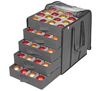 ProPik Christmas Ornament Storage Boxes with Dividers - 5 Separate Trays - Keeps 100 Holiday Ornaments - Durable Carrying Bag Handles Organizer Storage Box (Gray)