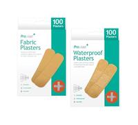 Proplast Fabric and Waterproof Plasters Set, 200 Count Total, Flexible and Durable Adhesive Bandages, Breathable and Water-Resistant Protection