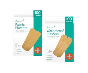 Proplast Fabric and Waterproof Plasters Set, 200 Count Total, Flexible and Durable Adhesive Bandages, Breathable and Water-Resistant Protection
