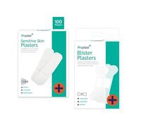 Proplast Sensitive Skin and Blister Plasters Set, Hypoallergenic, Waterproof, Breathable, Stretchable Protection, 130 Count Pack with 100 Sensitive and 30 Blister Plasters