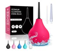 PropoDusche Anal Douche Enema Kit - 224ml Enema Bulb Douches for Men and Women, Enemas at Home for Constipation, Vaginal Douche with 3 Heads Ideal for Daily Care & Travel (Red)