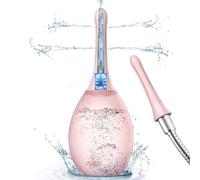 PropoDusche Douche Enema Kit - 245ml Anti Back-Flow Douche Kit with 7-Hole Nozzle, Silicone Enema Bulb Kit for Constipation Douche for Men Women (Pink 1) Portable
