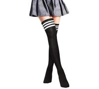 PROPOG Extra Long Thigh High Socks, Black Knee High Sock for Women - Over the Knee Socks Long Boot Stockings for Daily Wear Cosplay (Thin Stripes)