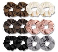 PROPOG Hair Scrunchies for Women Girls, 12 Pcs Satin Scrunchie Elastic Hair Bands Soft Big Hair Ties Hair Bobbles for Thick Curly Thin Hair Ponytail Holders