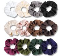 PROPOG Hair Scrunchies for Women Girls, 12 Pcs Satin Scrunchie Elastic Hair Bands Soft Big Hair Ties Hair Bobbles for Thick Curly Thin Hair Ponytail Holders