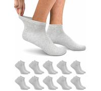 PROPOG Women's & Men's Unisex Trainer Socks - 10 Pairs, Breathable Organic Cotton, Gray, Size 43-46