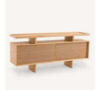 Propono Console Sideboard in Oak Veneer and Leather Natural Oak