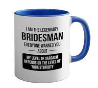 Proposal 2Tone Mug 11oz Blue- Legendary Bridesman - Dad Romantic Marriage Relationship Fiancee Engagement Wedding Day Step Dad Mam Best Friend Future Husband Wife